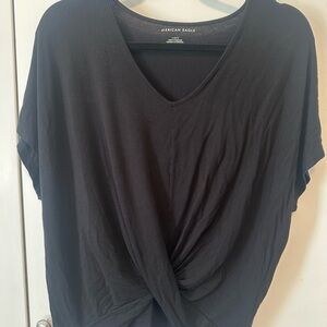 American Eagle Outfitters Black Twist Front Tee